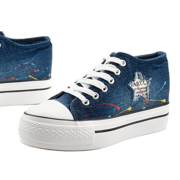 Baskets bleu marine compensées lacées Mirarenna Baskets bleu marine compensées lacées Mirarenna