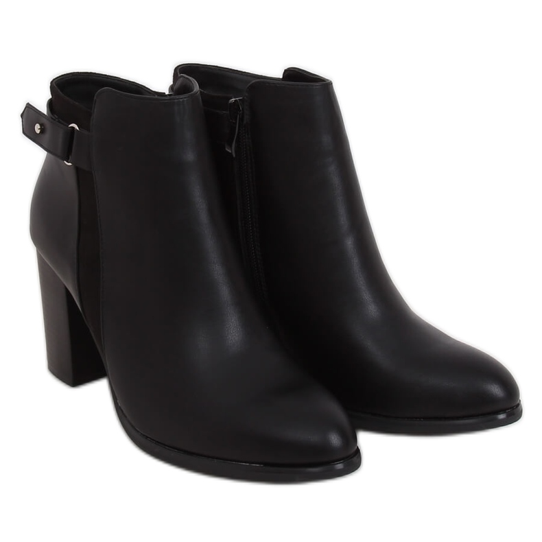 Bottines classiques noires à talons 688-A23 Noir le noir