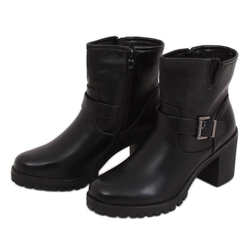 Bottines noires à talons larges E9314 Noir le noir