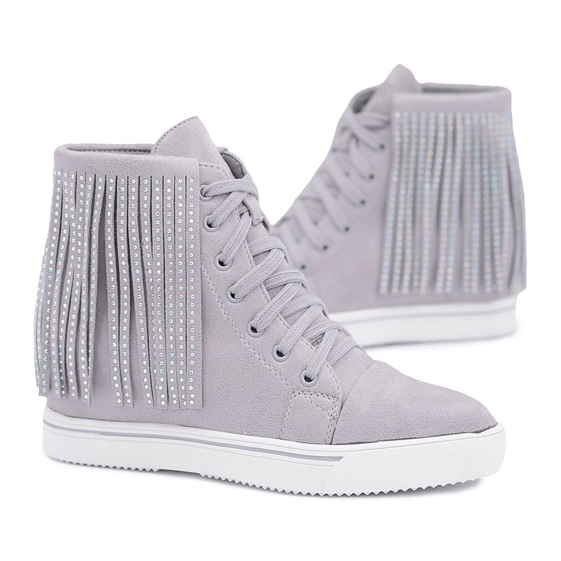 Baskets Femme Lu Boo Avec Franges Gris Shanika Baskets Femme Lu Boo Avec Franges Gris Shanika