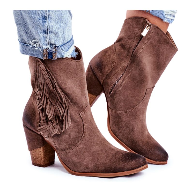 Exquisite Bottes Quintana en cuir cappuccino pour femmes sur un talon haut brun Exquisite Bottes Quintana en cuir cappuccino pour femmes sur un talon haut brun