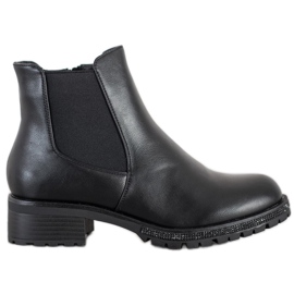SHELOVET Bottines Chelsea avec cristaux le noir