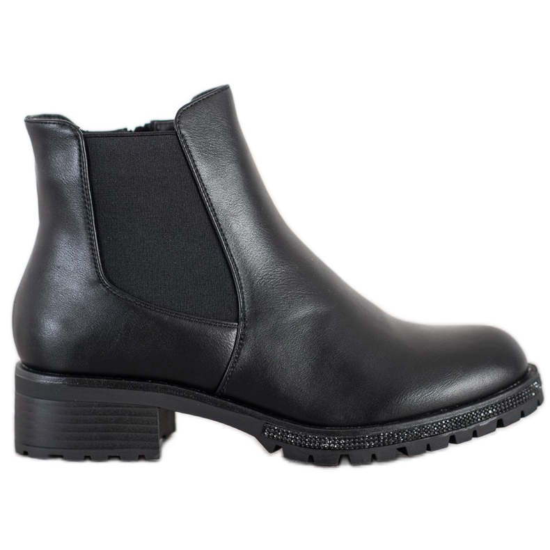 SHELOVET Bottines Chelsea avec cristaux le noir