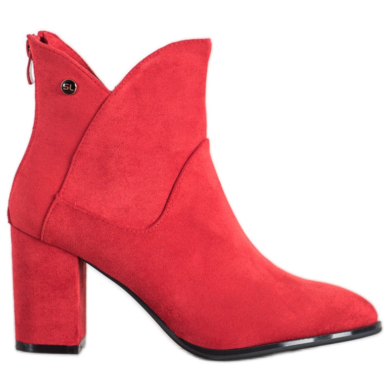 SHELOVET Bottines à talons en daim rouge