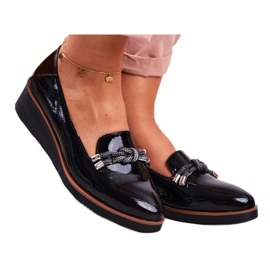 Vinceza Mocassins Femme Noir Laqués sur le Cale Abba gris