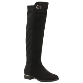 Bottes longues en daim Filippo DKZ1637 / 20 BK noir argent