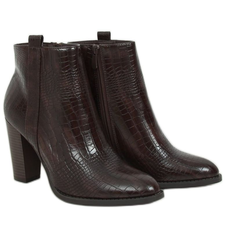 Talons hauts en peau de serpent marron UK10 Marron brun