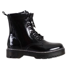 SHELOVET Bottes laquées le noir