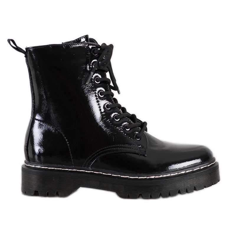 SHELOVET Bottes laquées le noir
