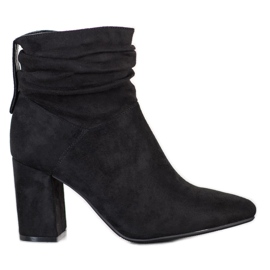 SHELOVET Bottines à talons en daim noir