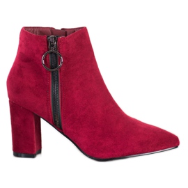 Small Swan Bottines en daim avec fermeture éclair rouge