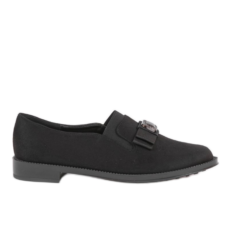 Chaussures à enfiler noires avec un ruban 236-1 le noir