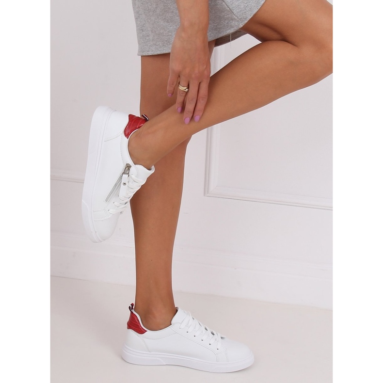 Baskets blanches pour femmes KK-206 WHITE / RED Ii Genre