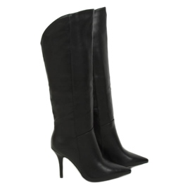 Boots noires à talon aiguille, noir RB57P Noir le noir