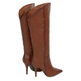 Marron RB57P Boots marron camel à talon aiguille brun