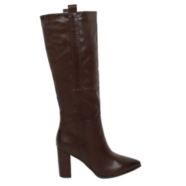 Boots marron sur talon stable RB49P Marron brun