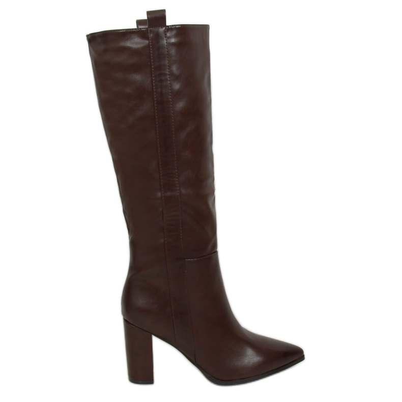 Boots marron sur talon stable RB49P Marron brun