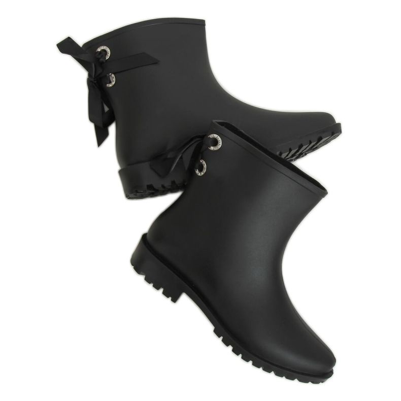 Black DC12 Galoches pour femmes noires avec un nœud le noir