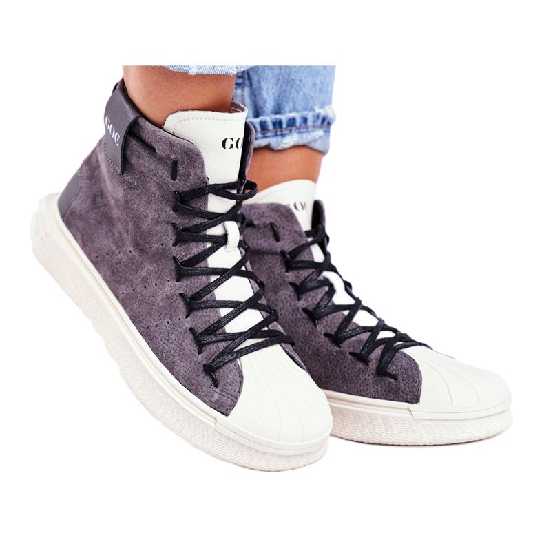 Chaussures en cuir de sport pour femmes GOE Gris GG2N3049