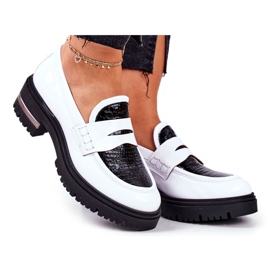 PV3 Mocassins Brogues Femme Cuir Blanc Visconi 3136042 blanche le noir