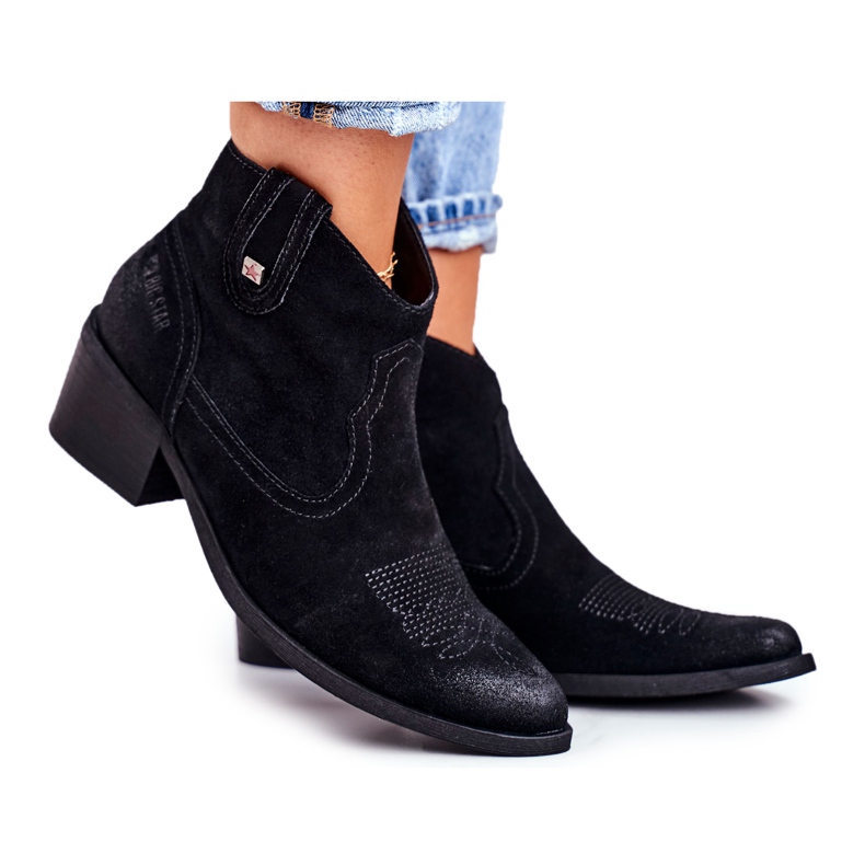 Bottes À Talons Pour Femmes En Cuir Big Star Noir GG274329 le noir