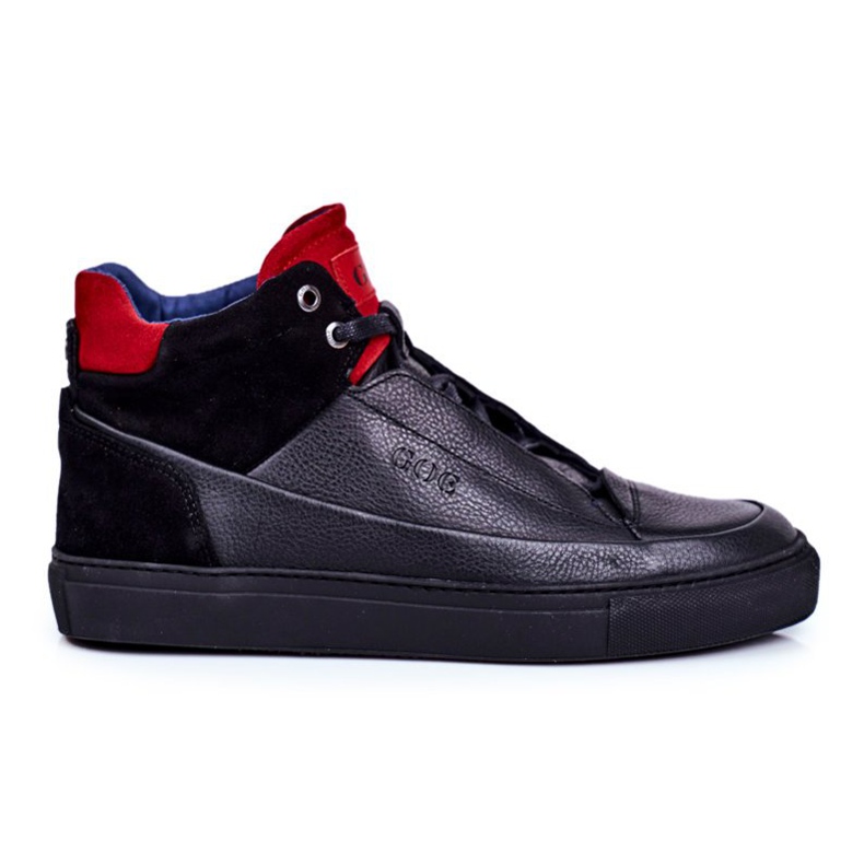 GOE Chaussures de sport pour hommes en cuir noir GG1N3114 le noir rouge