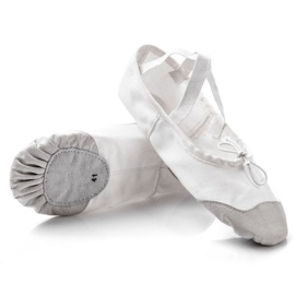 Ballerines Meteor en coton et cuir 54020 blanche gris