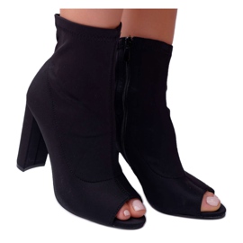 SEA Bottes Femme À Talons Hauts Lycra À Bout Ouvert Noir First