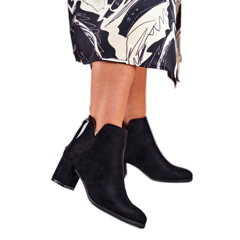 Vinceza Bottines Femme Talon Daim Noir Mimosa le noir