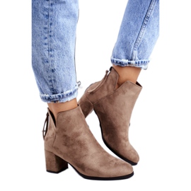 Vinceza Bottines Femme Talon Daim Beige Mimosa