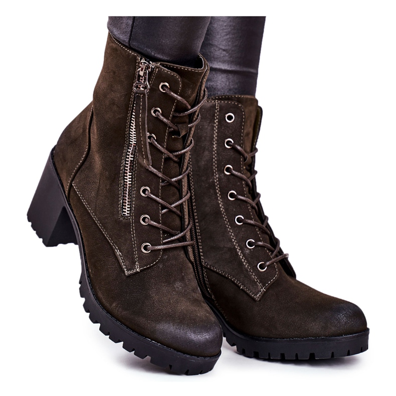 S.Barski Bottines à Talons Femme Warm Kaki Vimen S.Barski Bottines à Talons Femme Warm Kaki Vimen