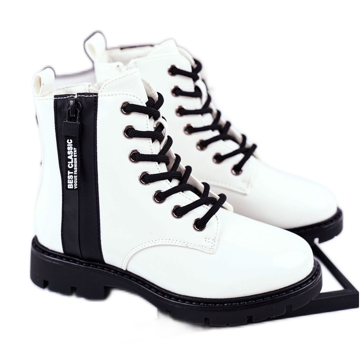 Vinceza Bottes Chaudes Enfant à Fermeture Éclair, Faucon Blanc Laqué blanche