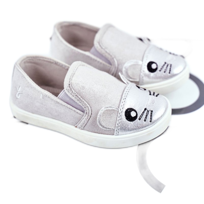 Sabana Baskets Enfant Slip-on Avec Souris Gris Clair Candys