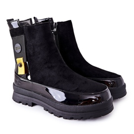Apawwa Bottines Enfant Laquées Noires En Daim My Lovely