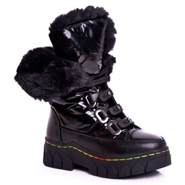 Apawwa Bottes de Neige Enfant Fourrées Noir Turismo