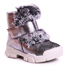 Apawwa Bottes Chaudes Enfant Velcro Fourrure Gris Husar Apawwa Bottes Chaudes Enfant Velcro Fourrure Gris Husar