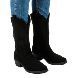 Bottes de cowboy hautes Nomia en daim noir le noir