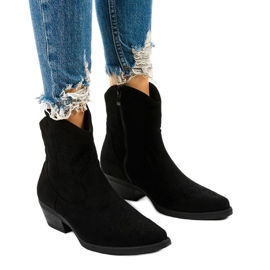 Bottes hautes en daim noir de Kainella bottes de cowboy le noir
