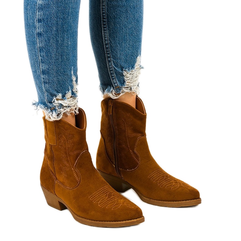 Bottes de cowboy hautes en daim marron Kainella brun