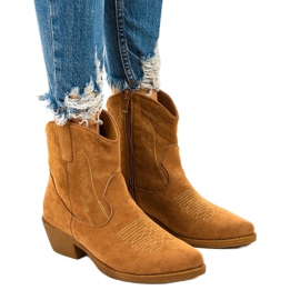Bottes de cowboy hautes en daim kaki Kainella brun