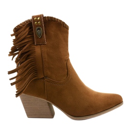 Bottes de cowboy en daim marron de Lamimeila brun