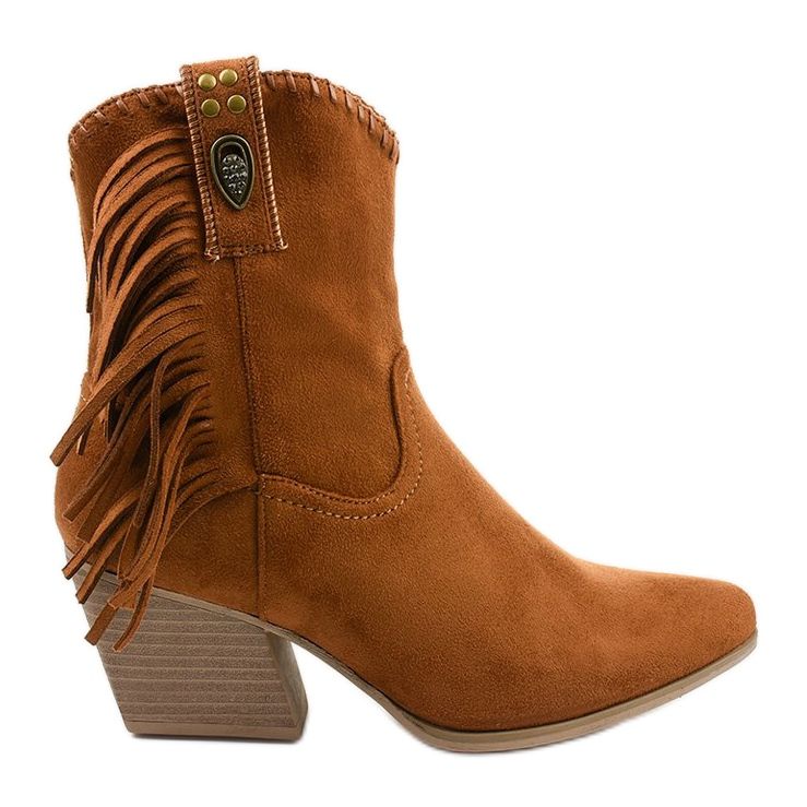 Bottes de cowboy en daim camel de Lamimeila brun