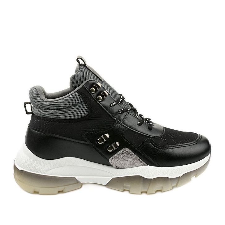 Baskets de sport à la mode noires en cuir écologique Donatella le noir gris
