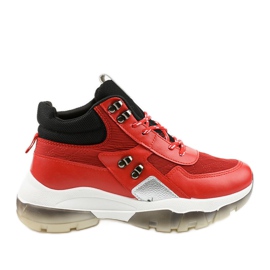 Baskets de sport à la mode rouges en éco-cuir Donatella le noir Baskets de sport à la mode rouges en éco-cuir Donatella le noir