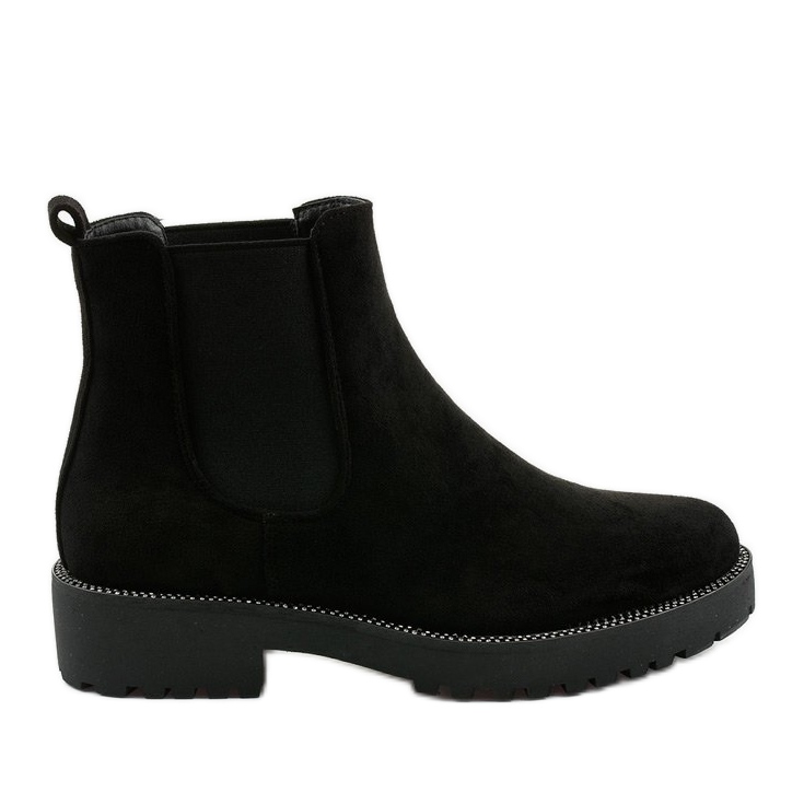 Bottines plates en daim noir par Nahneva le noir