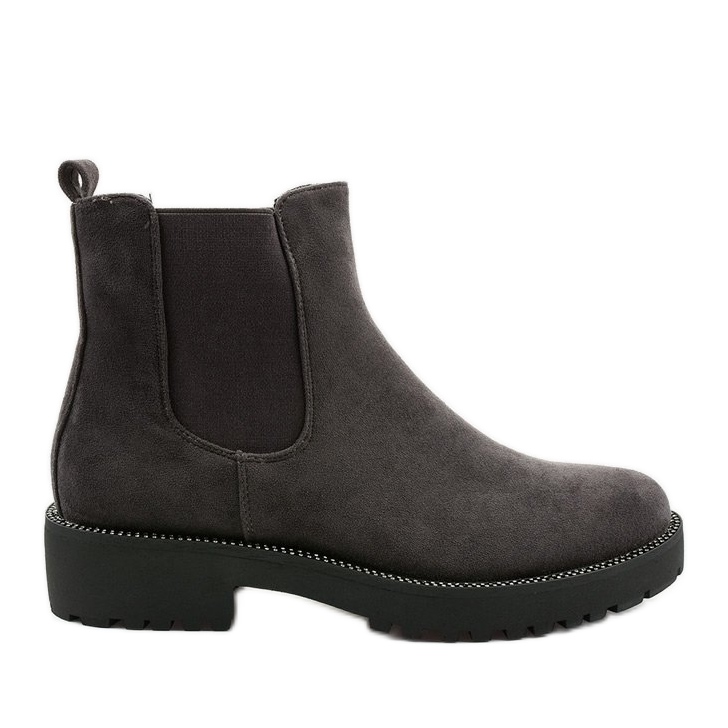 Bottines plates en daim gris Nahneva