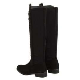 Bottes d'équitation à tige souple noir B0-281 Noir