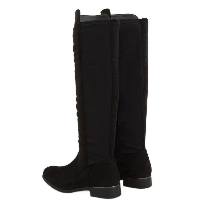 Bottes d'équitation à tige souple noir B0-281 Noir