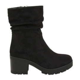Bottines noires à talons larges J19-96 Noir le noir