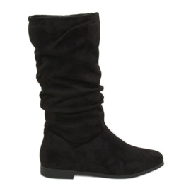 Bottines noires pour femmes talons plats J19-92 Noir le noir